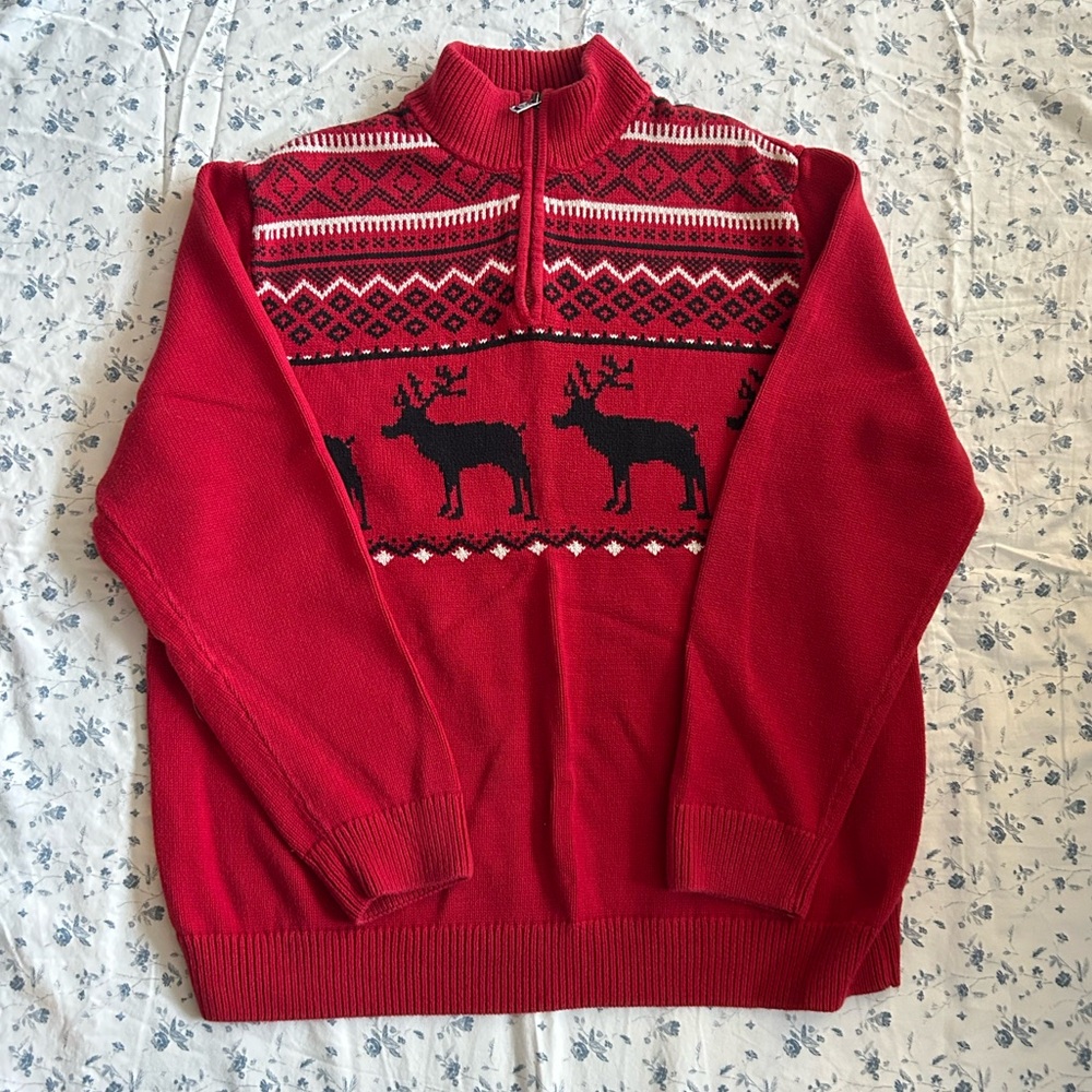 Chaps reindeer patterned red knit christmas sweater